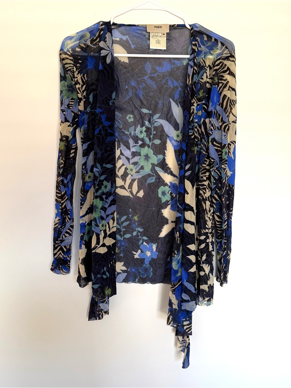 John Paul Gaultier Fuzzi Vintage Foral Animal Print Mesh Cardigan